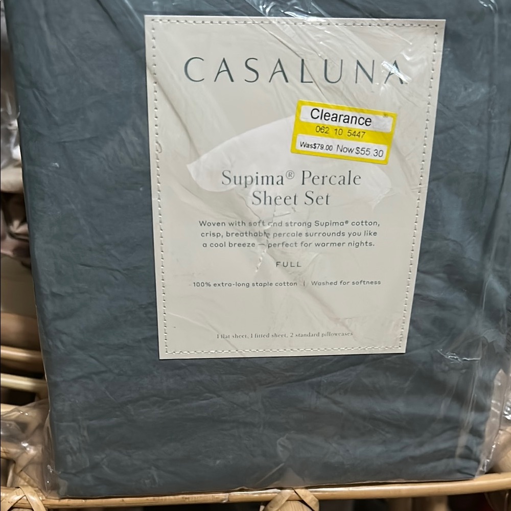 Casaluna Full Supima Percale Sheet Set Luxurious Bedding,